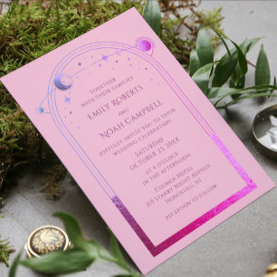 Mystical Pink Purple Sun Star Moon Astronomy Space Invitation
