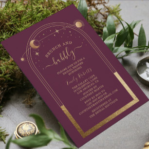 Mystical Plum Gold Celestial Bridal Shower Invitation