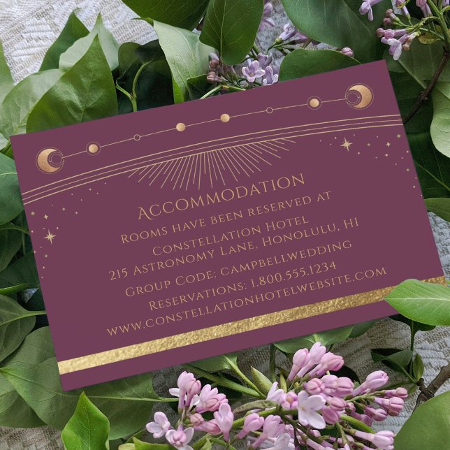 Mystical Plum Gold Sun Moon Stars Accommodation Enclosure Card (Creator Uploaded)
