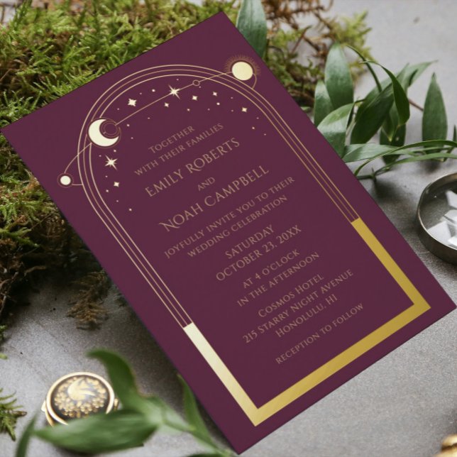 Mystical Plum Gold Sun Moon Stars Photo Wedding (Creator Uploaded)