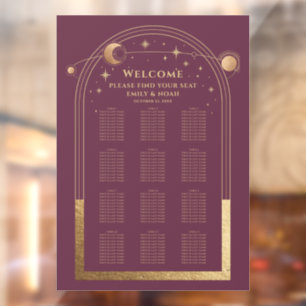 Mystical Plum Gold Sun Moon Stars Wedding Window Cling