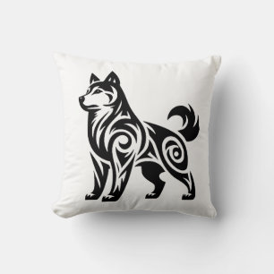 Mystical Powerful Tribal Husky Dog Cushion