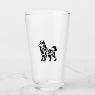 Mystical Powerful Tribal Husky Dog Glass
