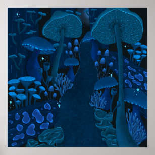 Mystical Psychedelic Fungi Forest Poster