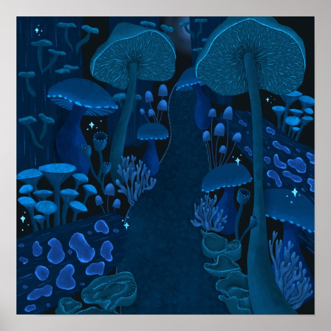 Mystical Psychedelic Fungi Forest Poster (Front)