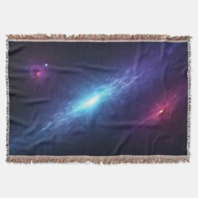 Mystical Purple And Blue Cosmic Energy Throw Blanket (Front)