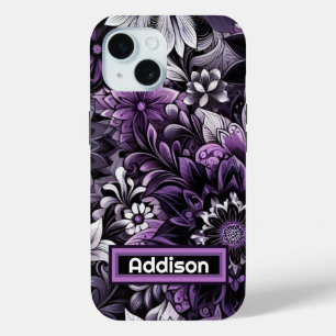 Mystical Purple Blooms iPhone 15 Case