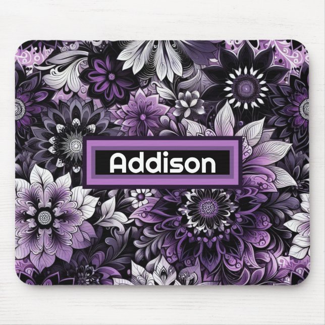 Mystical Purple Blooms Mouse Mat (Front)