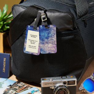 Mystical Purple Celestial World Map Luggage Tag