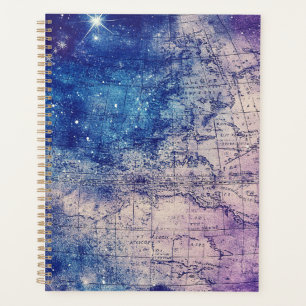 Mystical Purple Celestial World Map Planner