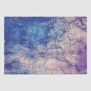 Mystical Purple Celestial World Map Tissue Paper