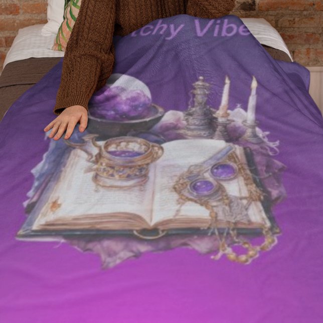 Mystical Purple Crystal and Tarot Inspired Design  Fleece Blanket (Creator Uploaded)