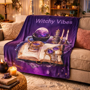 Mystical Purple Crystal and Tarot Inspired Design  Sherpa Blanket
