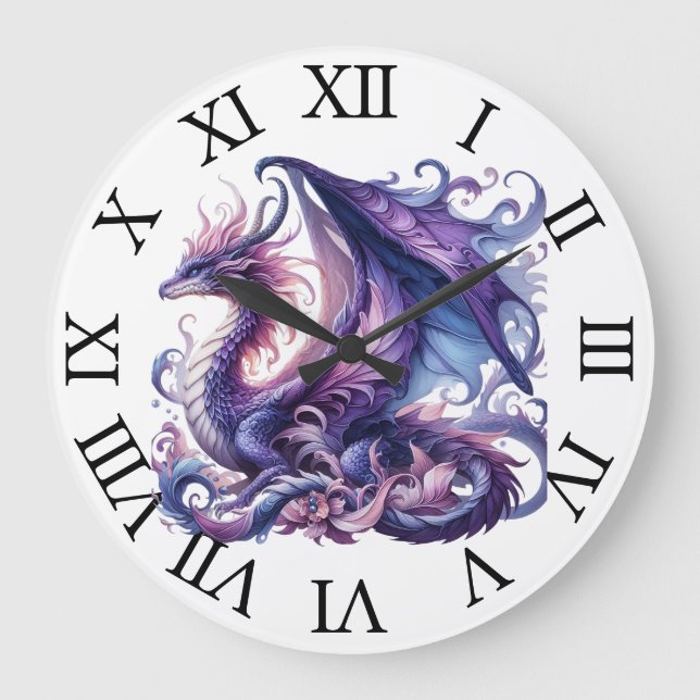 Mystical Purple Dragon Wall Clock (Front)