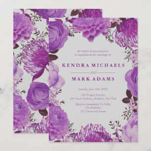 Mystical Purple Floral Wreath Invitations