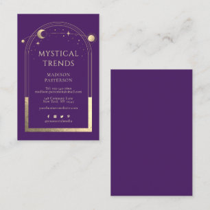 Mystical Purple Gold Sun Moon Astronomy Space Business Card