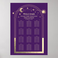 Mystical Purple Gold Sun Moon Stars Wedding