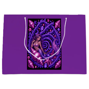 Mystical Purple Mermaid Fantasy Art   Magical Ocea Large Gift Bag