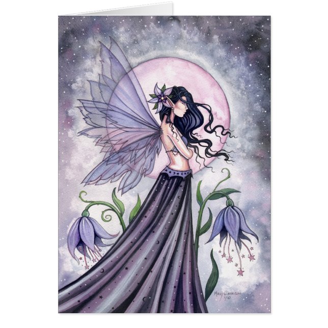 Mystical Purple Night Fairy Card by Molly Harrison (Front)
