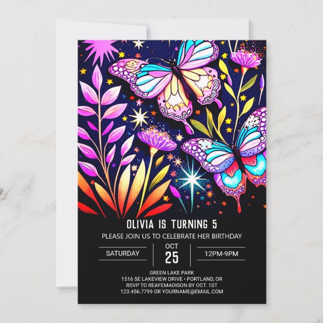 Mystical Purple Online Butterfly Birthday Invitation (Front)