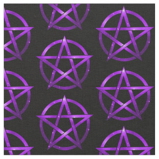Mystical Purple Pentacles on Black Cheeky Witch® Fabric