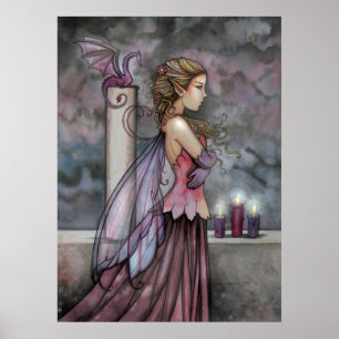 Mystical Purple Pink Fairy Dragon Poster Print