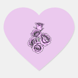 Mystical Purple Rose  Heart Sticker