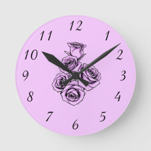 Mystical Purple Rose Round Clock