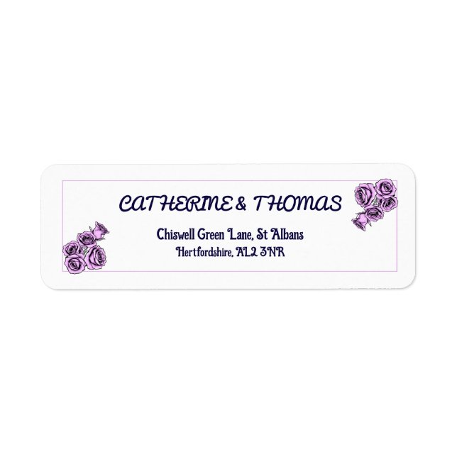 Mystical Purple Rose Wedding Return Address Labels (Front)