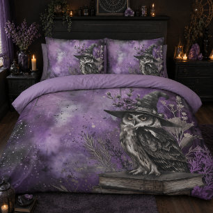 Mystical Purple Witchy Owl Art Pillowcase