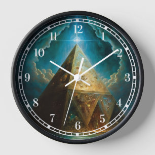 Mystical Pyramid Visionary Art Clock