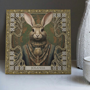 Mystical Rabbit Spirit Tribal Adornments Tile