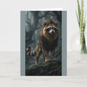 Mystical Racoon Lion in the Enchanted Forest Card