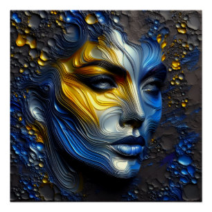 Mystical Radiance - An Embossed Female Face Poster