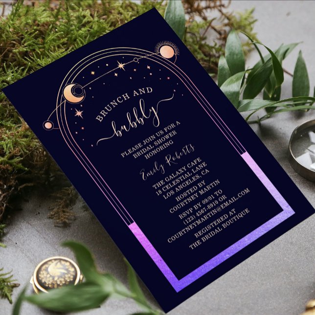 Mystical Rainbow Blue Celestial Bridal Shower Invitation (Creator Uploaded)