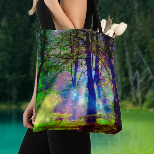 Mystical Rainbow Forest Fantasy Art Tote Bag (Creator Uploaded)