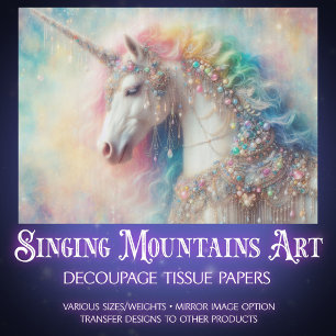 Mystical Rainbow Mane Unicorn Craft Decoupage  Tissue Paper