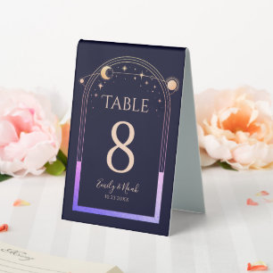 Mystical Rainbow Navy Blue Sun Moon Stars Wedding
