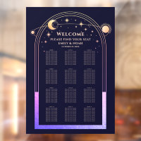 Mystical Rainbow Navy Blue Sun Moon Stars Wedding