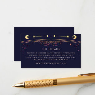 Mystical Rainbow Navy Blue Sun Wedding Details Enclosure Card