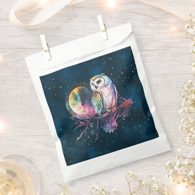 Mystical Rainbow Owl and Full Moon Celestial Favour Bags (Clipped)