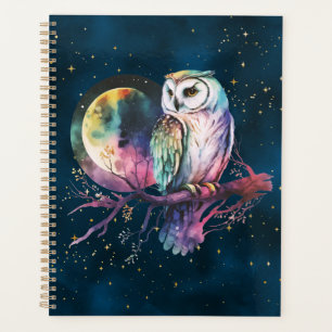 Mystical Rainbow Owl and Full Moon Celestial Planner