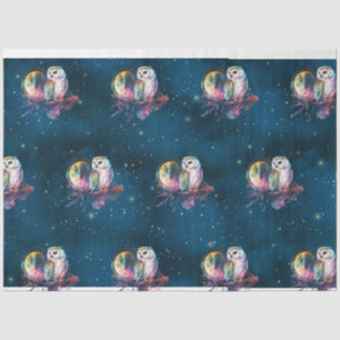 Mystical Rainbow Owl and Full Moon Celestial Tissue Paper