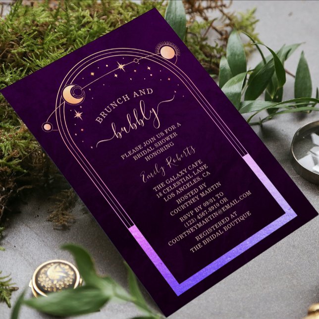 Mystical Rainbow Plum Celestial Bridal Shower Invitation (Creator Uploaded)