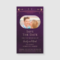 Mystical Rainbow Plum Sun Moon Star Save The Date