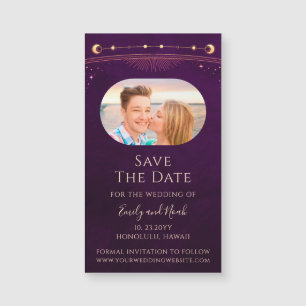 Mystical Rainbow Plum Sun Moon Star Save The Date