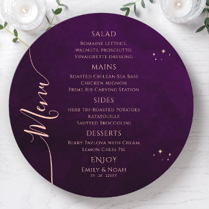 Mystical Rainbow Plum Sun Moon Stars Space Wedding Menu