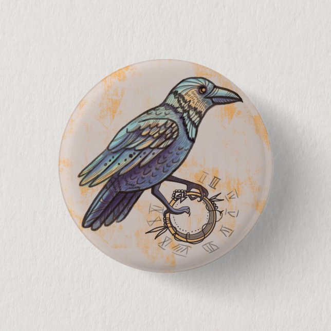 mystical raven  3 cm round badge (Front)
