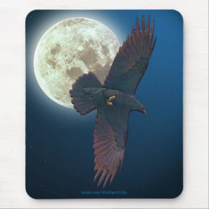 Mystical Raven & Full Moon Fantasy Art Mouse Mat