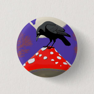 Mystical Raven Round Button